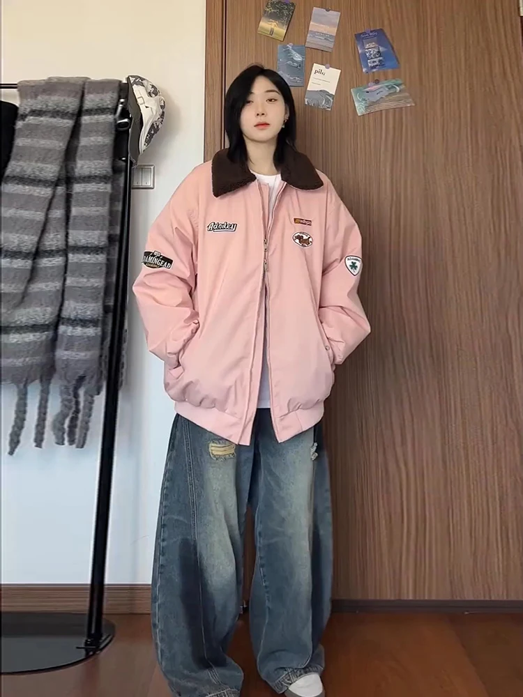 Розовая берберская флисовая верхняя одежда с двойной молнией мужская зимняя