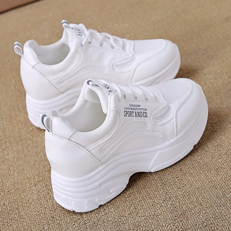 

White Sneakers for Women Platform Tennis Female Inner Height Running Sports Shoes Woman Casual Luxury Designer Vulcanized Shoes