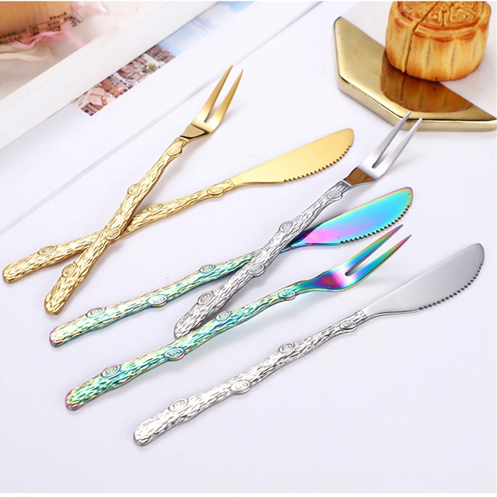 

Classical Style Knife Coffe Mixing Spoon Creative Branch Dessert Knife Fruit Fork Kitchen Tools for Home Accessories Tableware