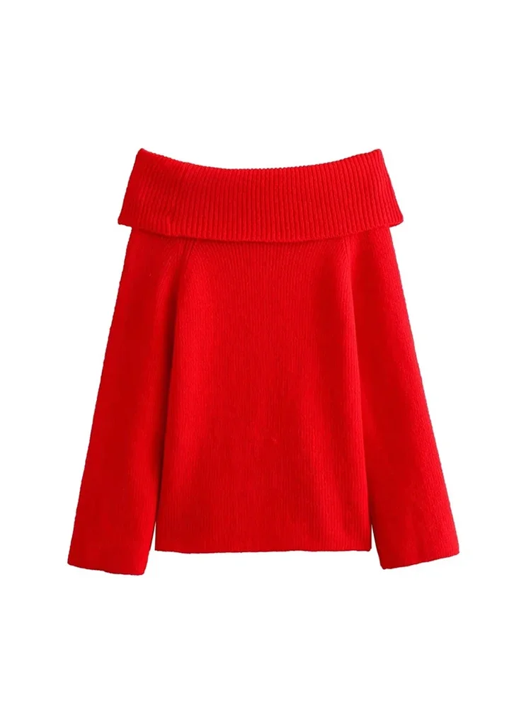 Элегантный Однотонный свитер с открытыми плечами для женщин модный джемпер в