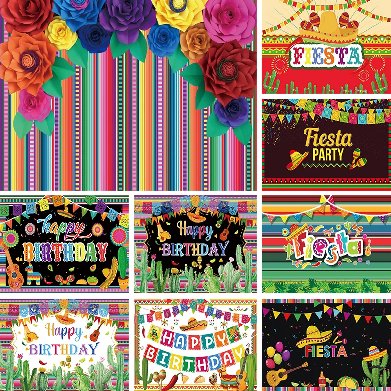 

Mexican Party Backdrop Fiesta Decorations Birthday Supplies Flowers Mexico Carnival Banner Photography Background Photo Props