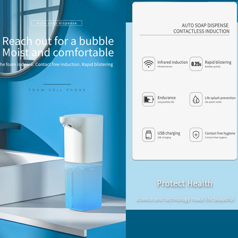HATV Automatic Liquid Soap Dispenser Foam Touchless Hand Free Portable Infrared Sensor Dispensers for Bathroom Kitchen |