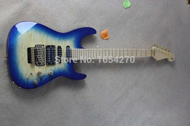 

Wholesale High Quality white blue jackson guitar gold hardware with tremolo system Electric Guitar 150903
