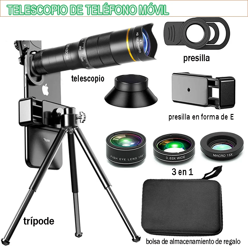 Mobile phone telescope 32 times telephoto high-resolution monocular telescope waterproof tripod telescope camping hunting sports
