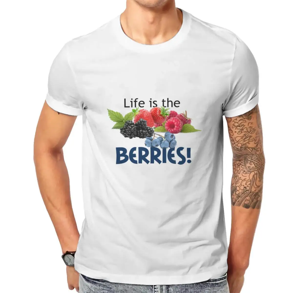 

Wholesale Life Is The Berries Men’s Premium T-Shirt Essentials Printing Pink HipHop Tees 101674