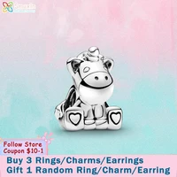 smuxin 925 sterling silver beads bruno the unicorn charms fit original pandora bracelets for women jewelry making birthday gift