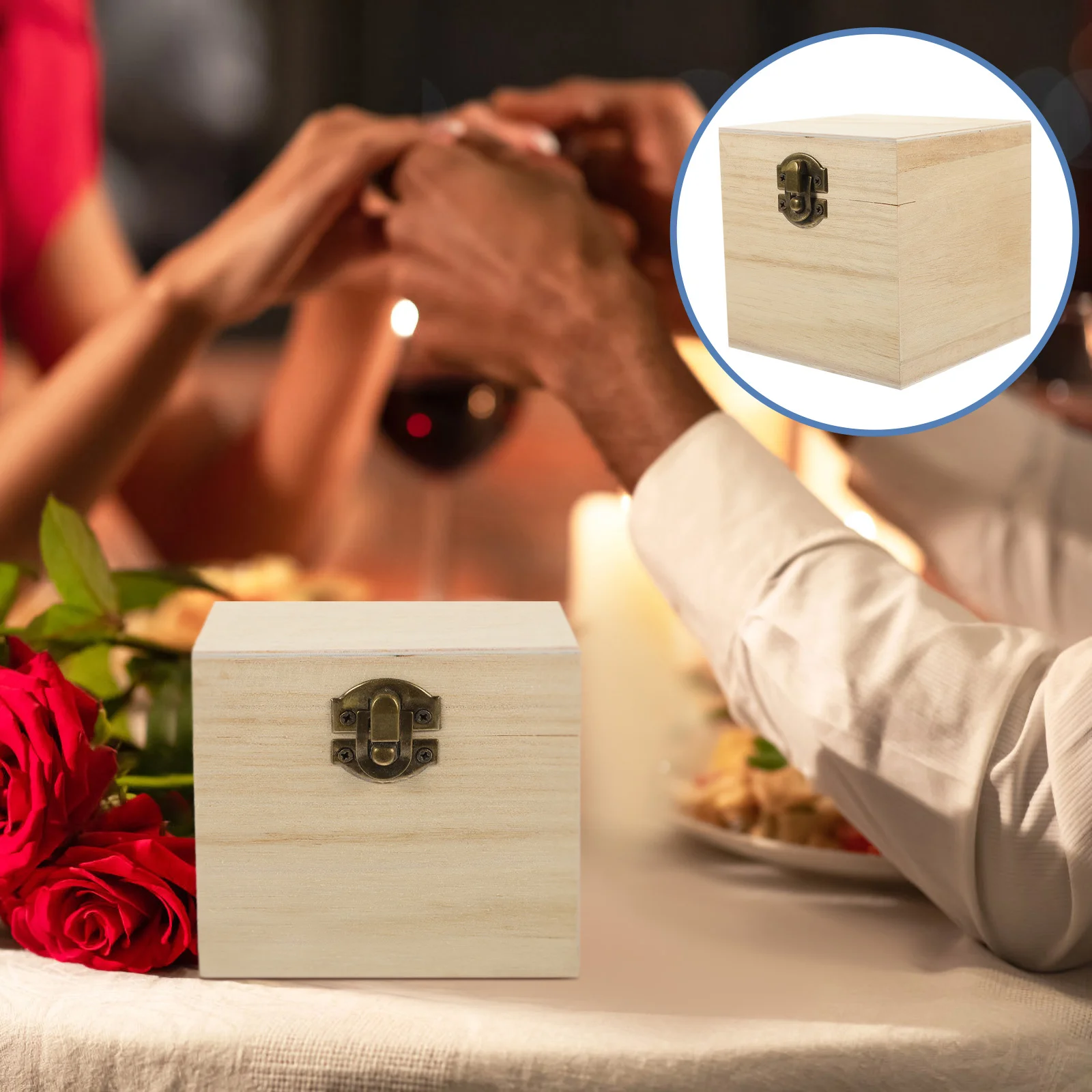 

Деревянная Подарочная коробка с декором, 4 шт., декоративные коробки, кольцо для хранения 10x10x10 см, квадратный цинковый сплав, фото