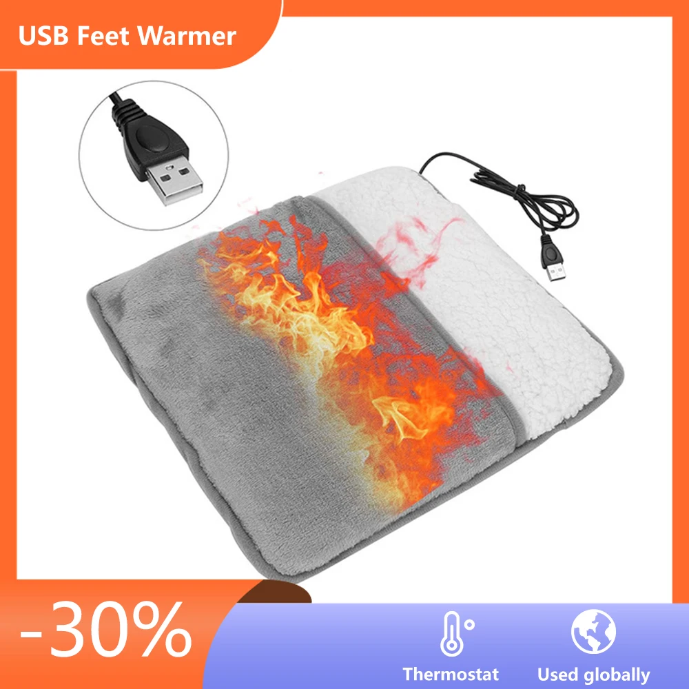 

USB Electric Foot Heater Thermostatic Cushion Shoes Heating Pad Feet Warmer Feet Cover Electric Feet Warmer for Home Winter Gift
