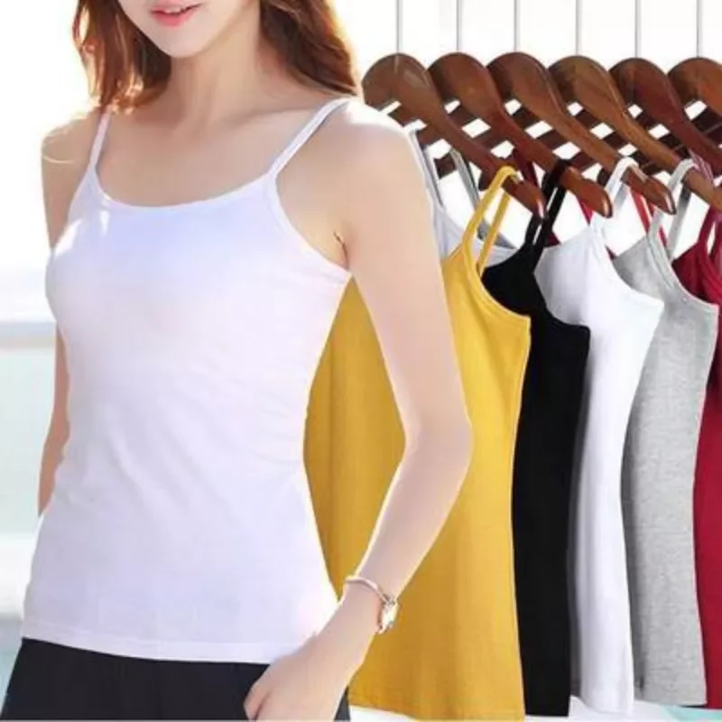 Solid Color Cotton Wild Camis Vest Women Crop Tops Female 2021 Summer Sexy Strap Basic Tops Chiffon Sleeveless Camisole