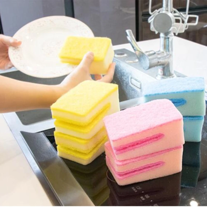 

U-образная губка для мытья посуды с большим горшком, салфетка для двухсторонней чистки, брикет, кухонная Мочалка для мытья посуды, Мочалка для мытья посуды