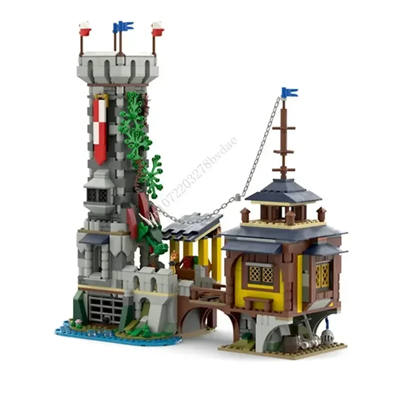 1035 шт. Moc строительные блоки модель замка крепость подъемник технические кирпичи