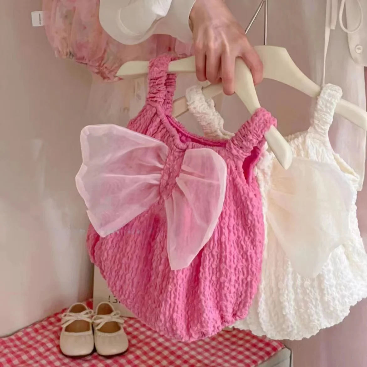 

Летнее платье для домашних животных, милое однотонное платье с большим бантом, одежда для кошек, Бишон, Тедди, Мальтийский слинг, платье с ты...