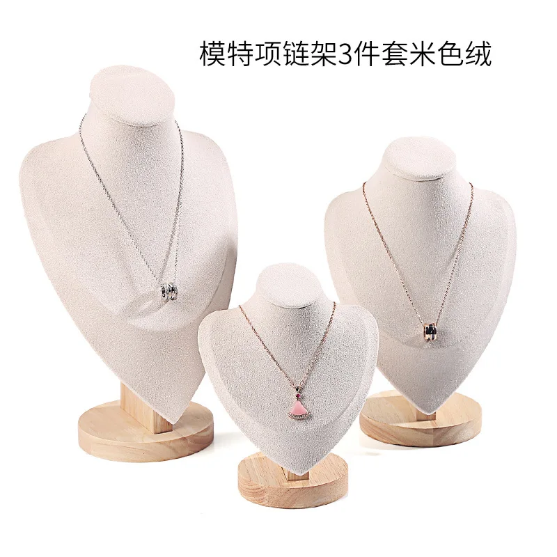 

Бархатный деревянный манекен, бюст, ожерелье, подставка для портретных ювелирных изделий, подвесная стойка, держатель, реквизит для дисплея