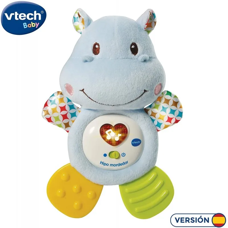 Прорезыватель-Бегемот VTech музыкальный плюш и погремушки помогают успокоить и снять ребенка нежными фразами и мелодиями.