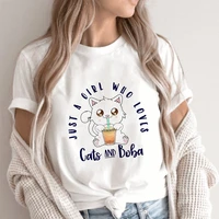 kawaii t shirts summer tees women fashion printed boba bubble tea tops funny cute cartoon tshirt female 2022