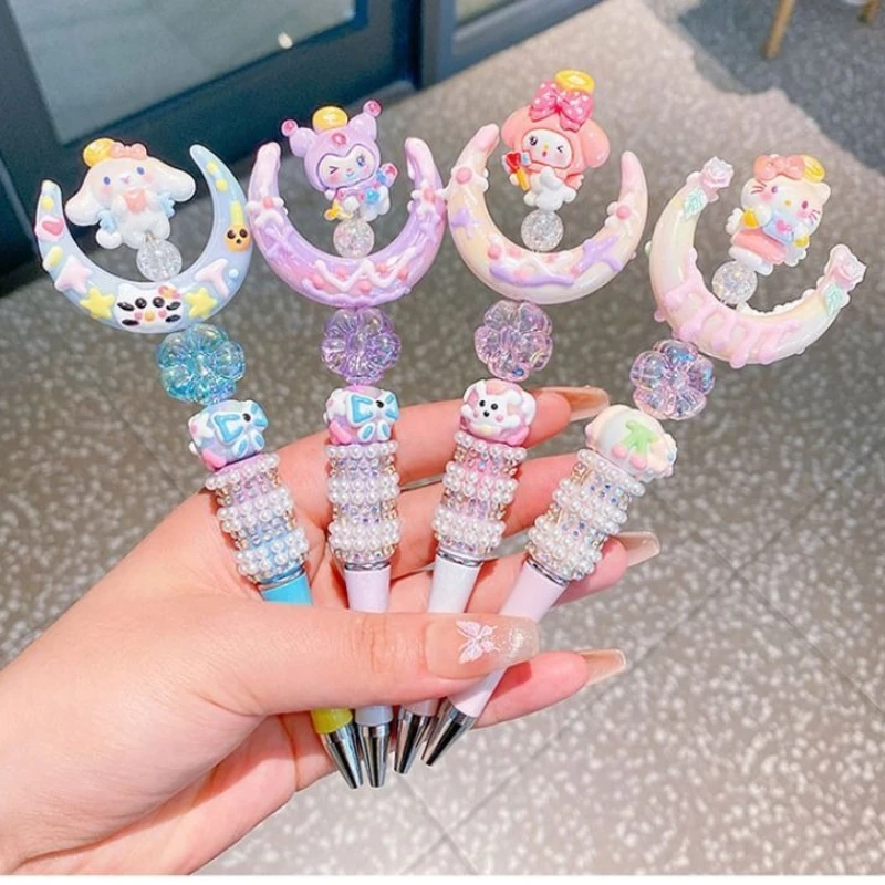 Гелевая ручка Sanrio с вращающейся головкой, украшенная кристаллами и стразами, черная, милая, для девочек, с бусинами, кавайная, канцелярские принадлежности (art.: 3920d97580eeb) - 3920d97580eeb