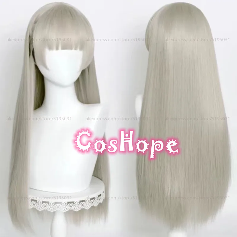 Парик для косплея Momobami riririka длинные прямые волосы 70 см сине-серого цвета аниме