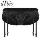 Трусы-брифы мужские блестящие с оборками, эластичные атласные, с подвязками, стринги, бант, бантики, бикини, трусы