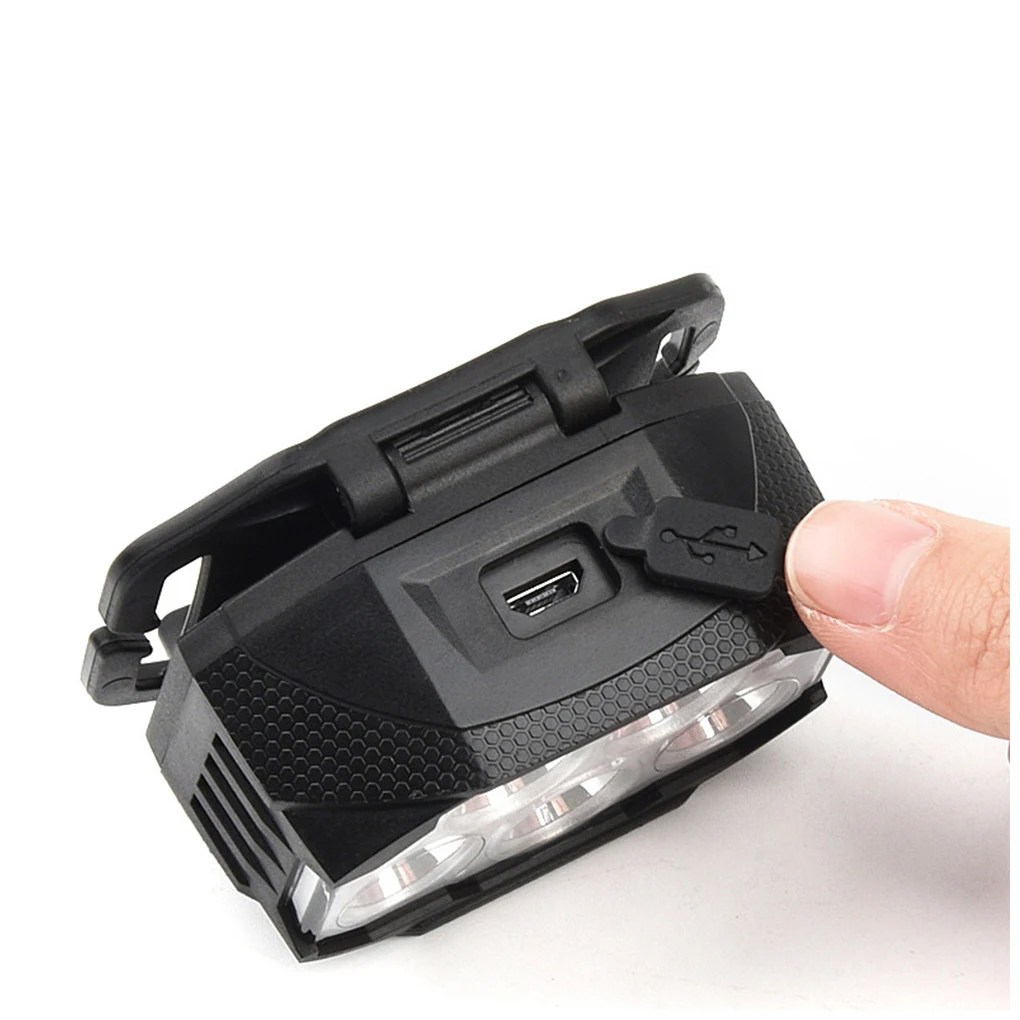 

100LM Hands-free Induction Headlamp USB Rechargeable Head Lamp 6 Light Gears Brightness Flashlight Outdoor Fishing