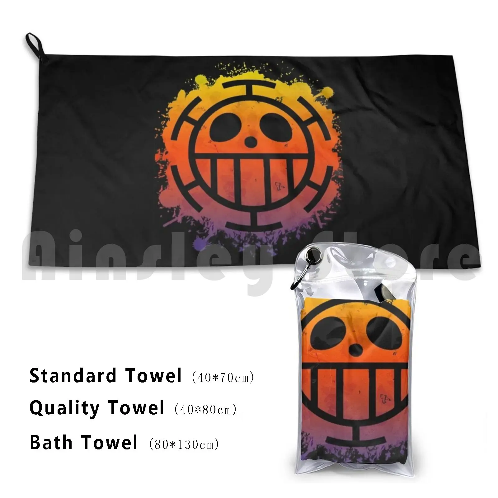 

Law Pirrate Logo Custom Towel Bath Towel Manga Anime Sasuke Madara Trafalgar Law