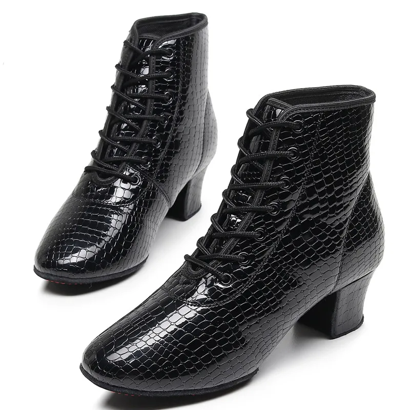 SUN LISA Women's Lady's Girl's Split Sole Chunky Heel Dance Boots Jazz Shoes Ballroom Modern Latin Dance Shoes