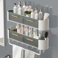 bathroom shelf perforated wall storage washstand wall mounted towel rack cosmetic shelf bathroom accessories