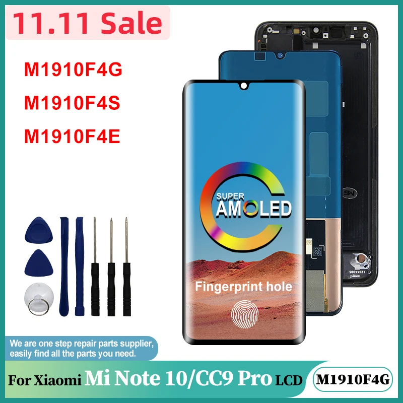 ЖК-дисплей AMOLED для Xiaomi Mi Note 10 с дигитайзером в сборе CC9 Pro дисплей ЖК-сенсорный
