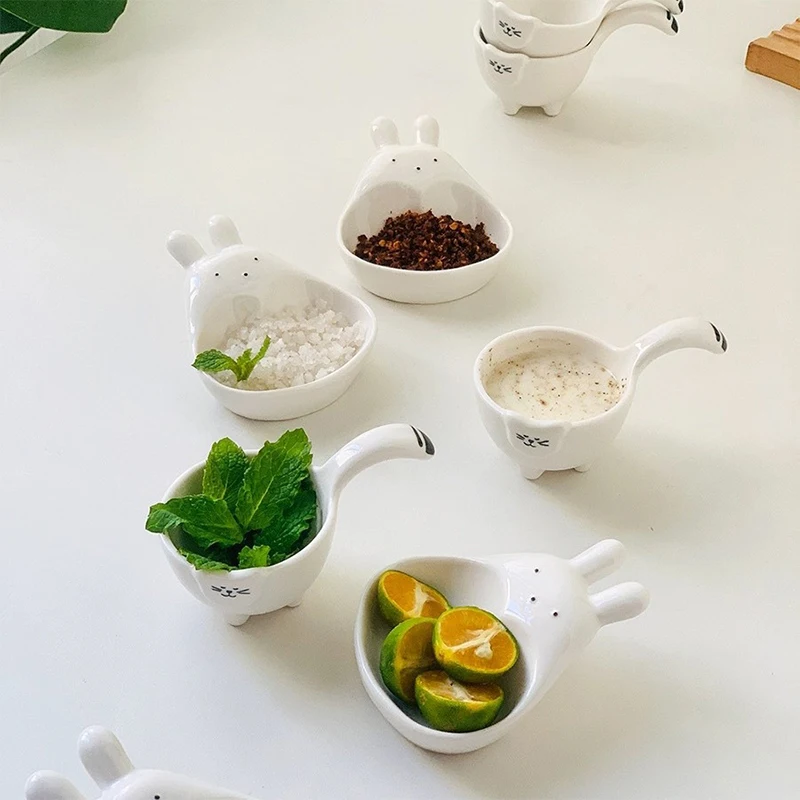 Керамическая лодка для соуса с ручкой Omu лапши супа микс милый кролик котенок