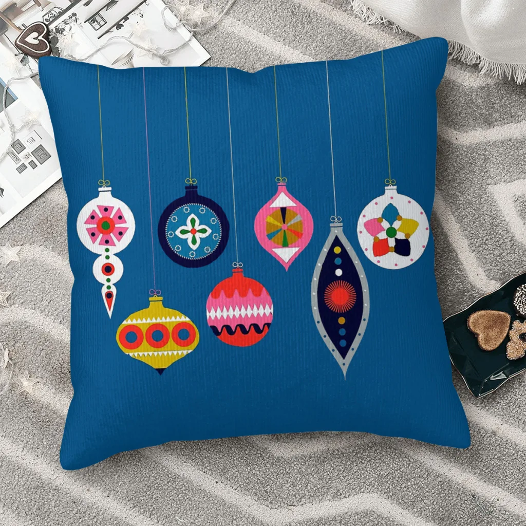 

Baubles Throw Pillow Case Christmas AHappy Day Short Plus Cushion Covers Home Sofa Chair Decorative Backpack