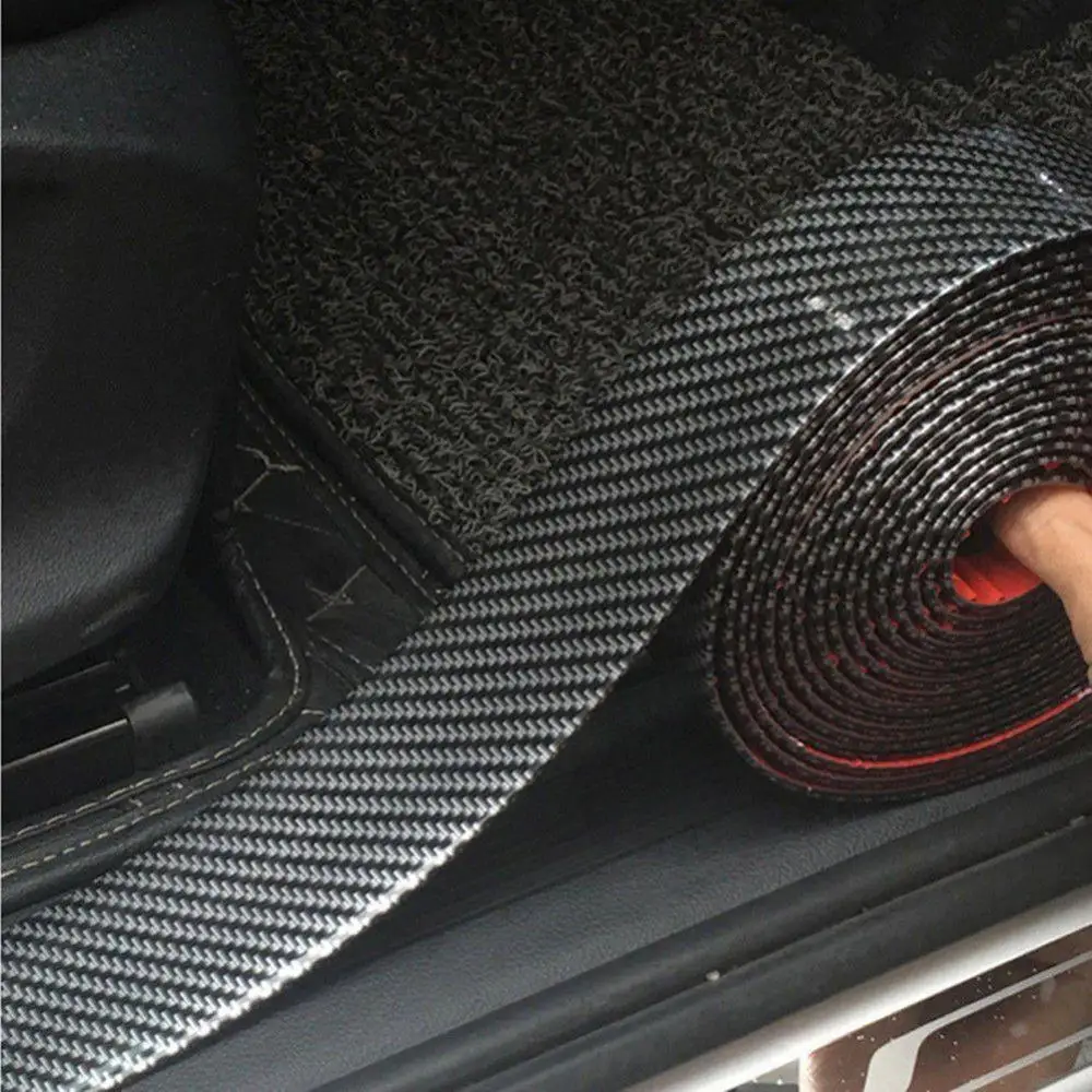 

3x100cm Carbon Fiber Rubber Car Door Bumper Strip Guard Anti Scratch Sticker Car Accessories