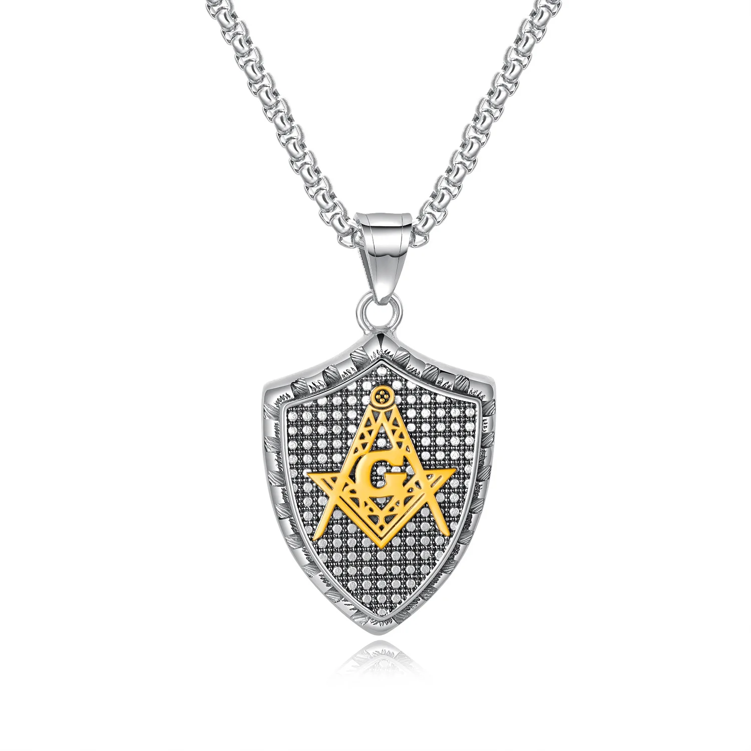 

Titanium Steel Character Men's Necklace Masonic Pendant Exaggerated Accessories