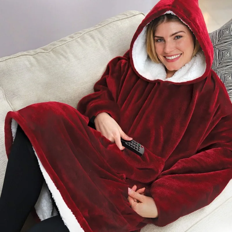 

Winter Home Furnishing Lazy Pullover Fleece Hooded TV Throw Blanket Outdoor Cold Warm and Warm Nightgown Bed Blanket