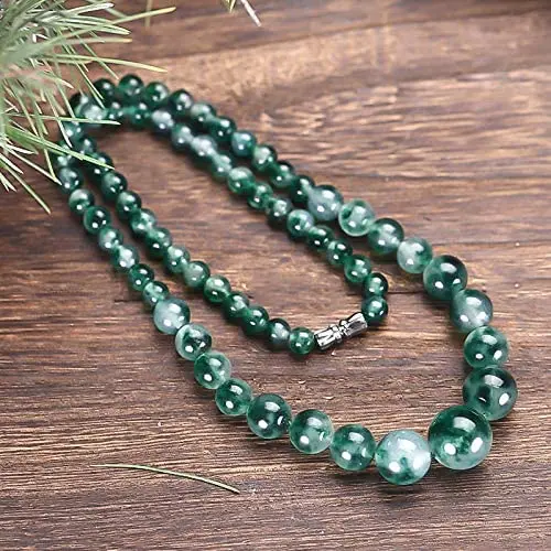 

yigedan Natural Jade Jadeite Bead Flower Necklace collier wish francais vintage