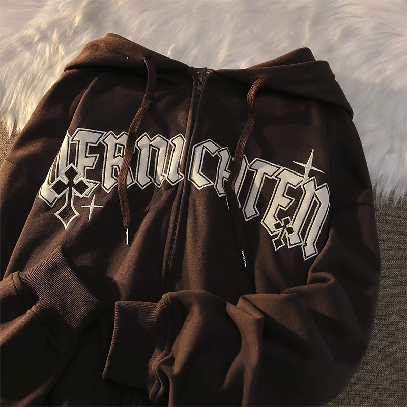 

Уличная спортивная верхняя одежда y2k для скейтборда с надписью, кардиган на молнии с капюшоном, Женская толстовка с капюшоном, 2022, худи для пар в стиле хип-хоп для женщин