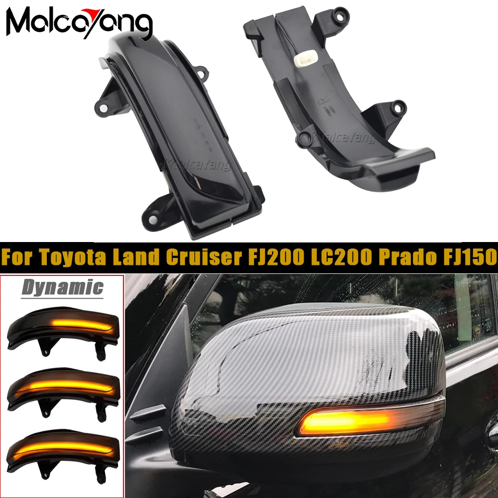 

2x для Toyota Land Cruiser FJ200 LC200 Prado FJ150 2010-2020 светодиодные динамические боковые зеркальные осветительные приборы лампа