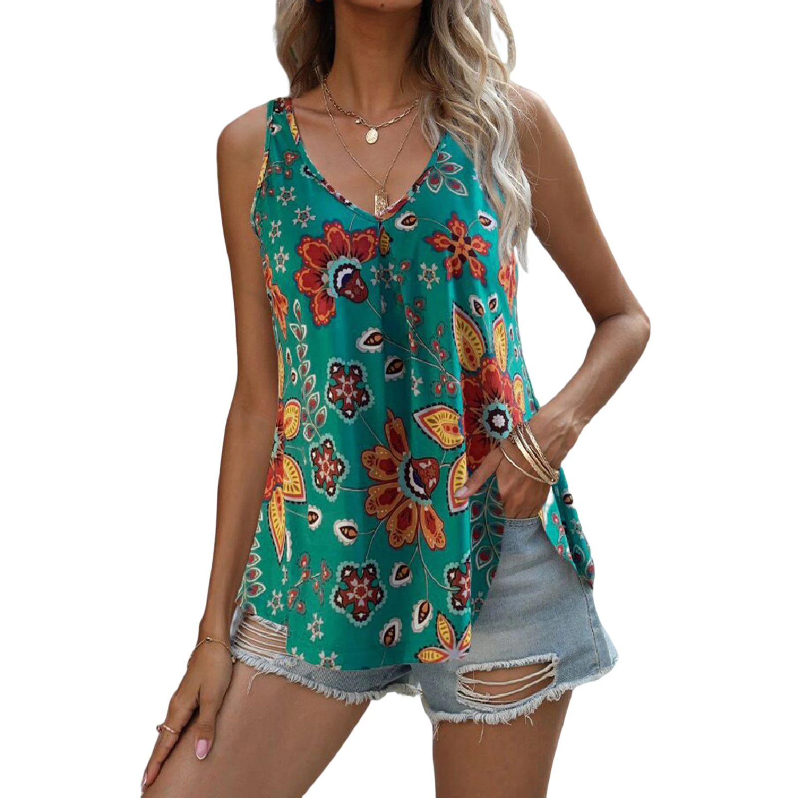 

Summer Floral Casual Tunic Tops Summer Tees Loose Fit Blouse Soft Fabric for Christmas Birthday New Year Gift