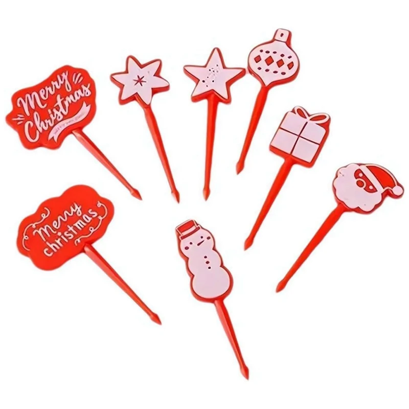 Christmas Themed Fruit Picks Food Fork Set Mini Toothpick Forks Reusable Lunch Box Toothpicks