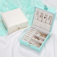 single layer pu simple jewelry storage box creative portable jewelry box stud earrings ring small jewelry box