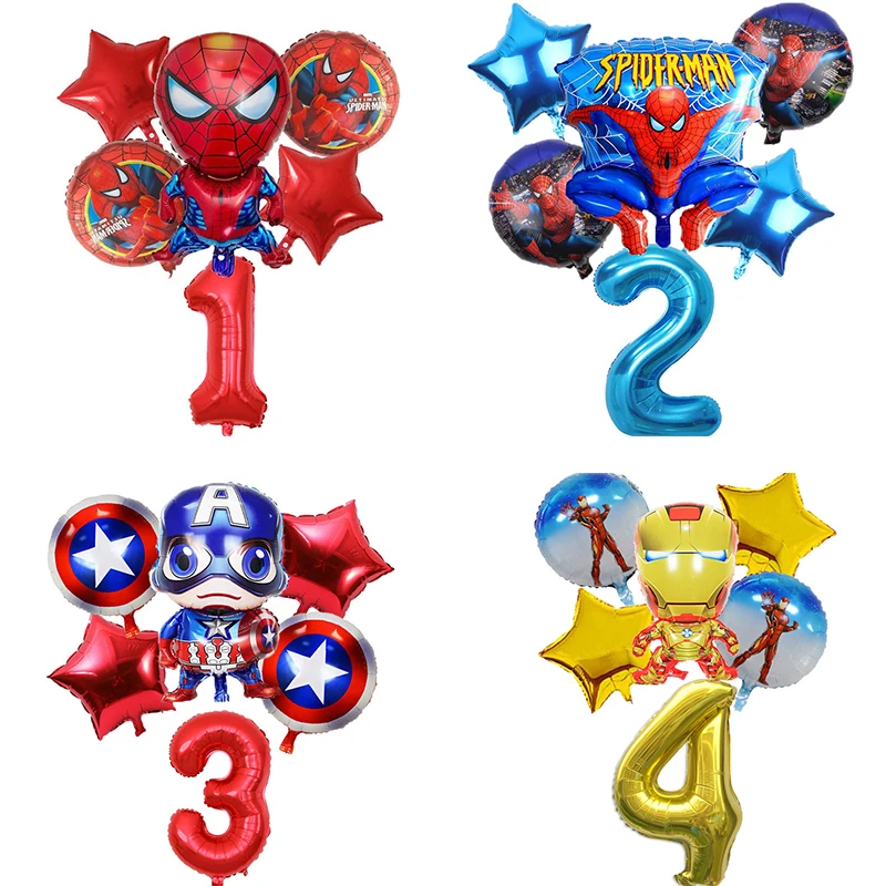 

Spider Man Digital Aluminum Film Balloon Set Avengers Marvel Themed Kids Birthday Party Arrangement Supplies Cartoon Balloons