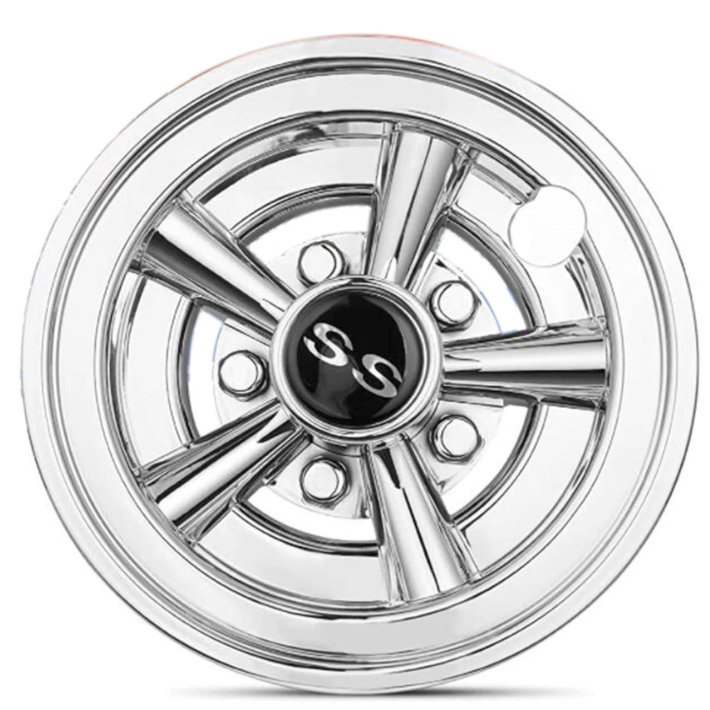 4Pcs Golf Cart Hubcaps,8 Inch SS Chrome Golf Cart Hub Caps,S