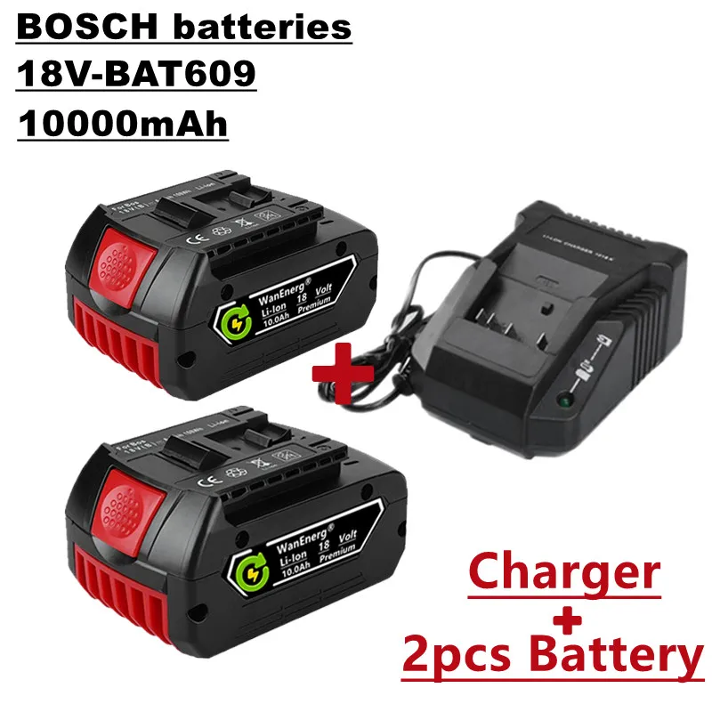 

18V power tool battery, hand drill battery, 10.0ah, suitable for bat609, bat609g, bat618, bat618g, bat614, 2 batteries + charger