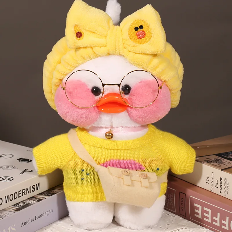 

30cm Stuffed Kawaii Korean Netred Wearing Hyaluronic Little Yellow Duck Doll Lalafanfan Soft Plush Toys Ducks Birthday Gift