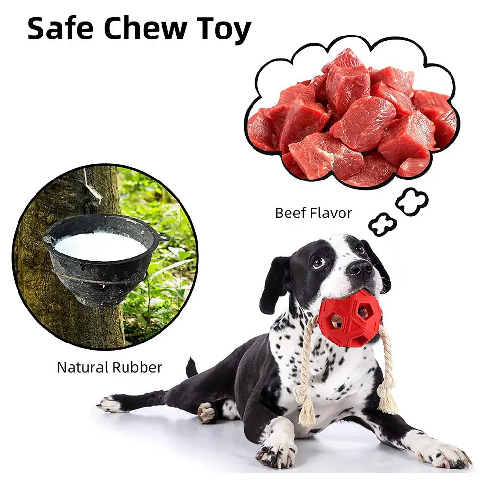 

Pet Dog Rubber Ball Bite-resistant Chew Toys Tooth Cleaning Molar Toys With Rope For Aggressive Chewers