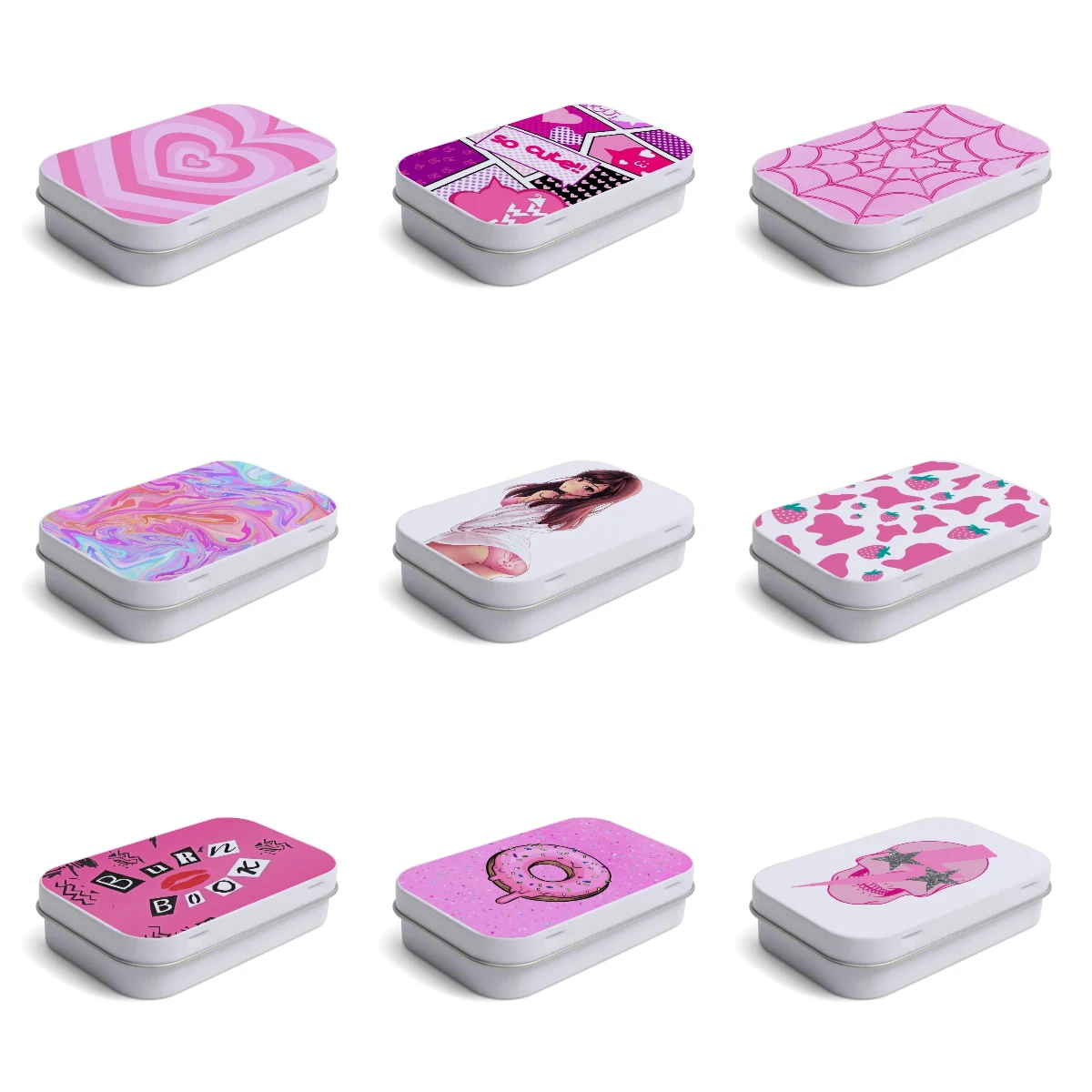 White Tobacco Storage Humidor Rolling Paper Box Jewelry Candy Coin Key Organizer Tin Flip Gifts Sealed