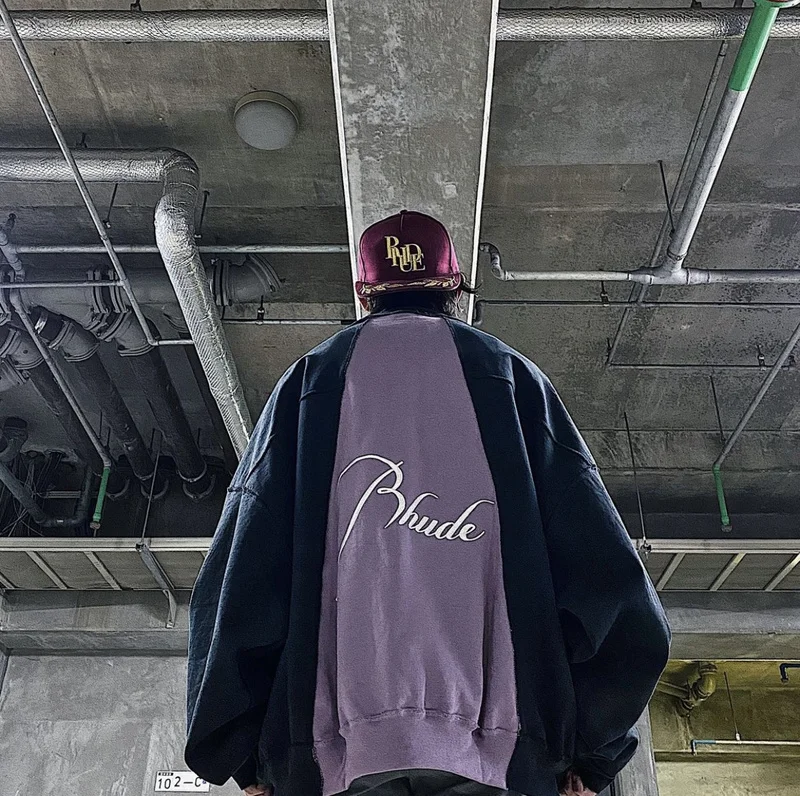 

1:1 Version RHUDE Patchwork Color Hoodie Men Women Couple 100% Cotton Sweatshirt Hip Hop Casual Oversize High Street Hoodies