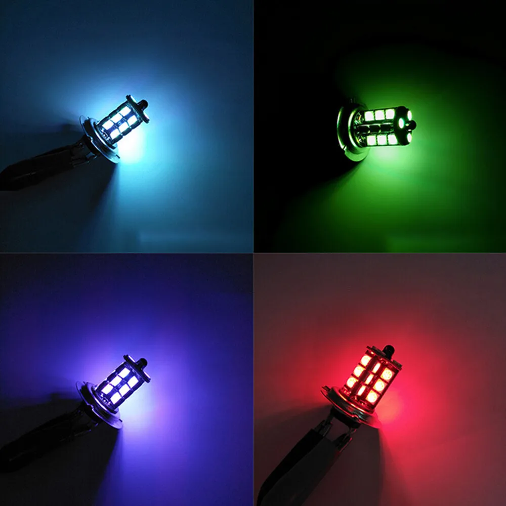 Фото 2x RGB H11 H9 H8 5050 27SMD Автомобильные фары Противотуманные фары Светодиодная лампа с дистанционным управлением №5