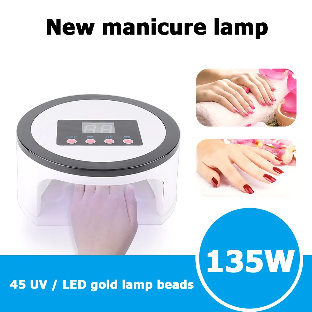 

135W UV LED Nail Dryer Lamp 30s/60s/90s Intelligent Induction Manicure Polish Gel Varnish Drying Tool Nail Art Tools
