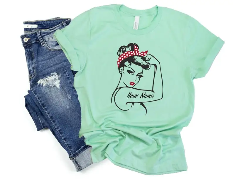 

Женская футболка Rosie the Riveter Shirt We Can сделать это футболка Сильные женщины девушка мощность рубашка Американская Одежда