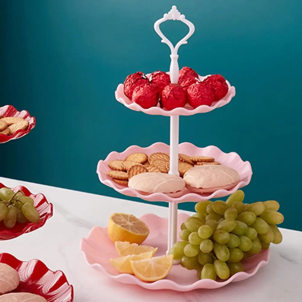 

3-layer Cake Stand Fruit Dessert Stand Rack Snack Tray Cake Display Plate Tray Kitchen Storage Wedding Party Cake Plate Stand