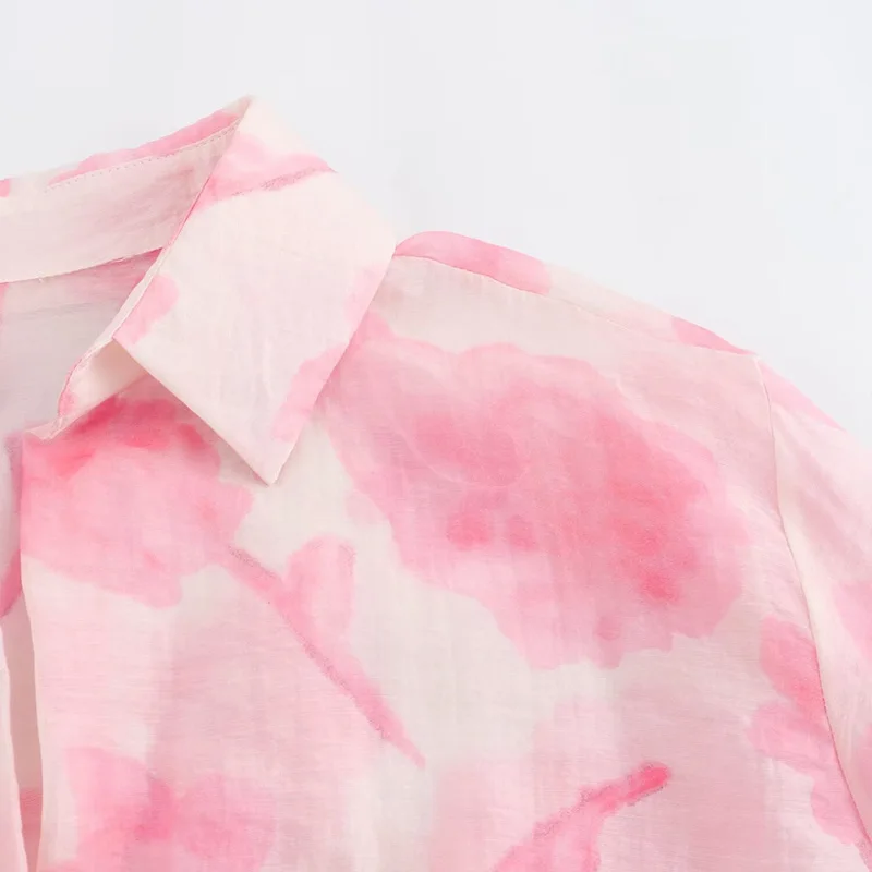 Женская однобортная блузка SIYANG с принтом винтажная лацканами и длинными